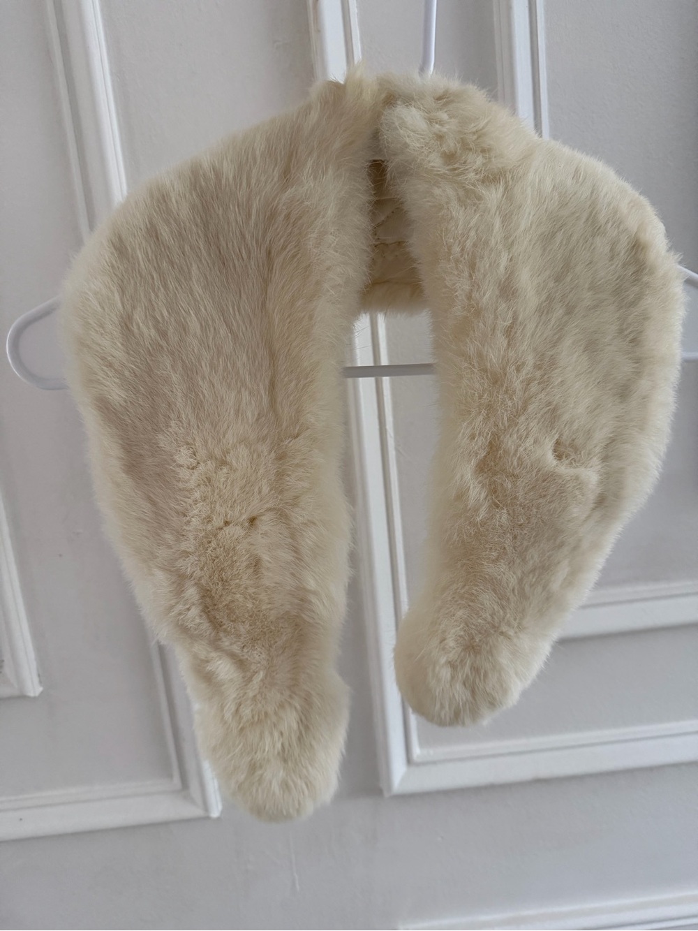 Vintage Cream Rabbit Fur Collar | Genuine Fur Stole Scarf Shrug | Off-White Wint
